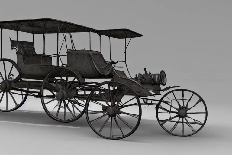 Image similar to still photo of the invention of the first car by karl benz in 1 8 9 3, highly detailed, photorealistic shot, bright studio setting, studio lighting, crisp quality and light reflections, unreal engine 5 quality render