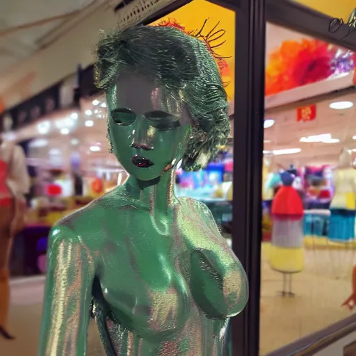 Image similar to department store mannequin melting due to the heat, hektachrome, vividcolor,