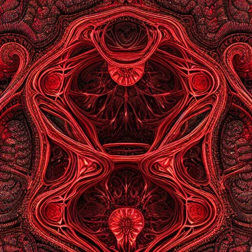 Image similar to Red Fractals , hd, intricate, hyper detailed, award winning, beautiful, 8k, digital art