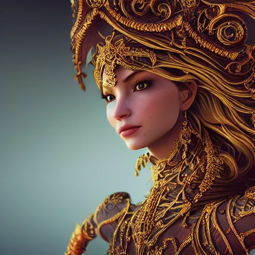 Image similar to portrait of wonderful princess, glowing, ornate and intricate, jaw dropping, dynamic lighting, intricate and detailed, 4 k octane render