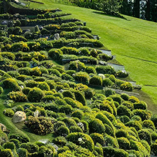 Image similar to the terrace lined the top of a crest, a perfect lawn sloping shallowly downward on all sides. Not quite steep enough to sled down in the winter, but the kind you'd lie back on and look at stars. A few dozen paces down the far end sat a series of bushes in the mulch, and blah blah blah