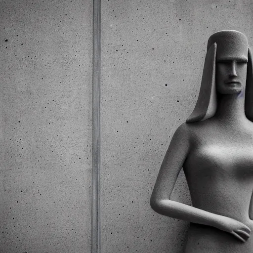 Image similar to gorgeous brutalist woman made out of concrete, extremely high detail and masterful composition, highly symmetric, 8K, Leica Vario-Elmar-S 30-90mm f/3.5-5.6 ASPH