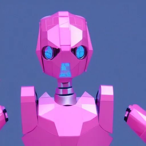 Image similar to low poly render of a cure robot