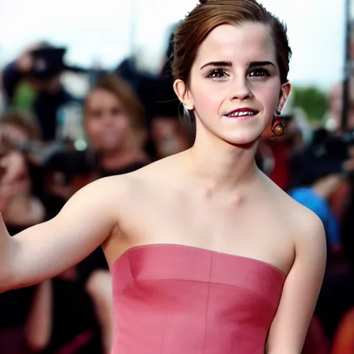 Image similar to emma watson pointing shotgun at camera,