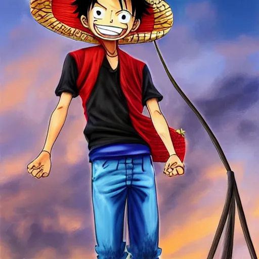 Prompt: Luffy wearing a beanie and joggers, stunning digital art