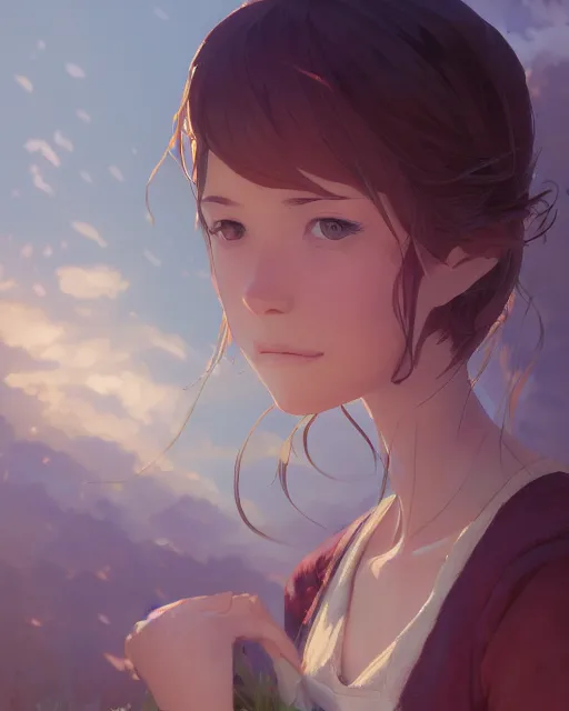 Image similar to farmer girl, full shot, atmospheric lighting, detailed face, by makoto shinkai, stanley artger m lau, wlop, rossdraws, james jean, andrei riabovitchev, marc simonetti, krenz c