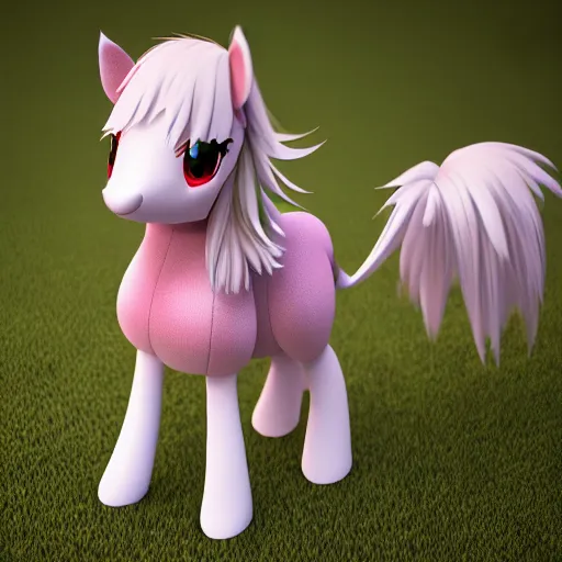 Image similar to cute fumo plush of an equine, bokeh, anime girl, vray