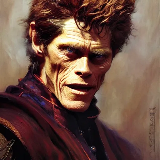 Prompt: willem dafoe as a wizard, highly detailed painting by gaston bussiere, craig mullins, j. c. leyendecker, 8 k