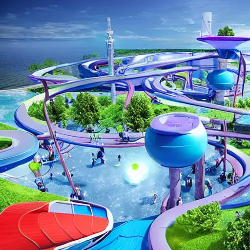 Image similar to futuristic urban water park