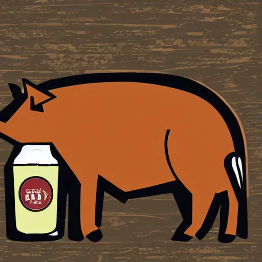 Image similar to an anthropomorphic boar drinking beer