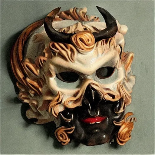 Image similar to lucifer porcelain mask, evil aura