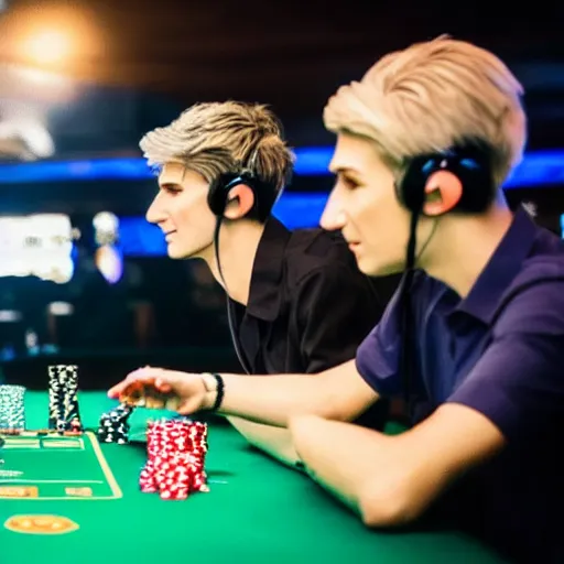 Image similar to closeup of handsome gigachad XQC gambling