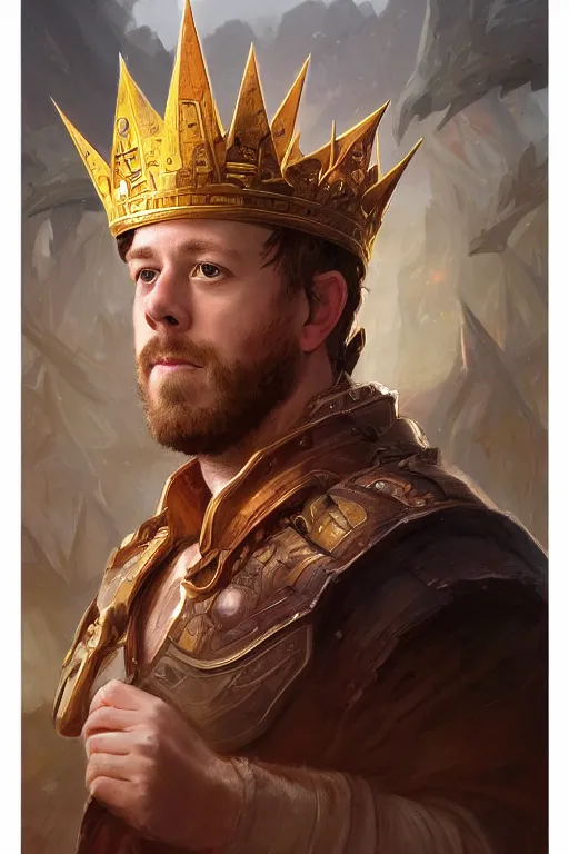 Image similar to Case Keenum wearing a golden crown, dungeons and dragons portrait, highly detailed, digital painting, artstation, concept art, sharp focus, illustration, art by artgerm and greg rutkowski and alphonse mucha