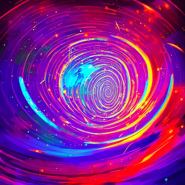 Prompt: psychedelic spiral vortex disco that can ’ t escape black hole 4 k award winning digital art by alena aenami artgerm