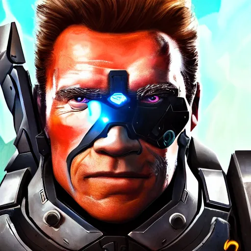 Image similar to a screenshot of arnold schwarzenegger as echo in overwatch, portrait, fantasy, beautiful face, vivid colors, elegant, concept art, sharp focus, digital art, hyper - realistic, 4 k, unreal engine, highly detailed, hd, dramatic lighting by brom, trending on artstation