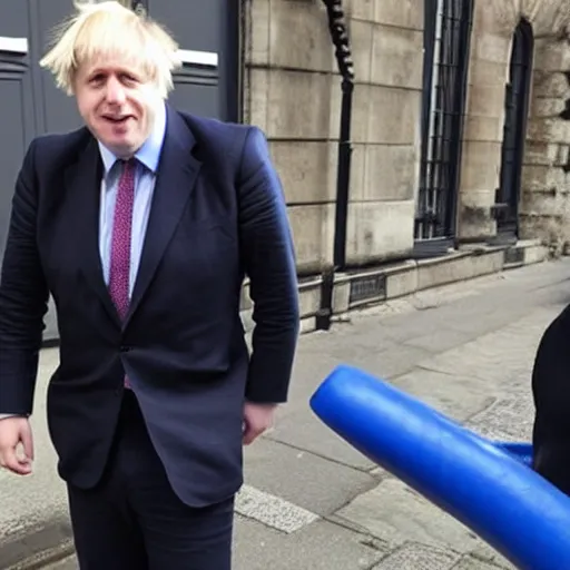 Prompt: Boris Johnson wears a latex catsuit, photo, instagram, newspaper