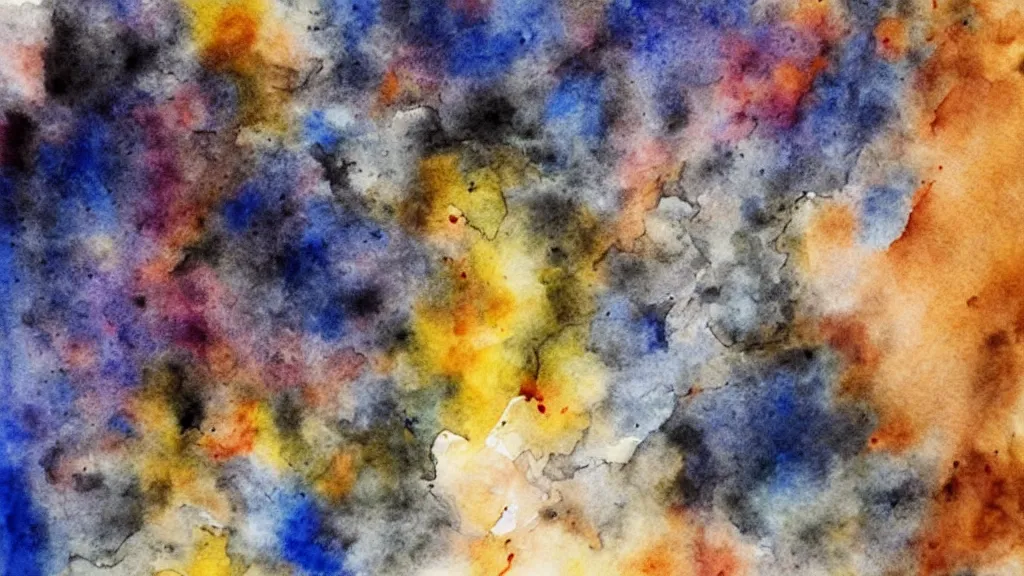 Prompt: \'The End, And The Uncertainty\', abstract ink and watercolour painting, author unknown