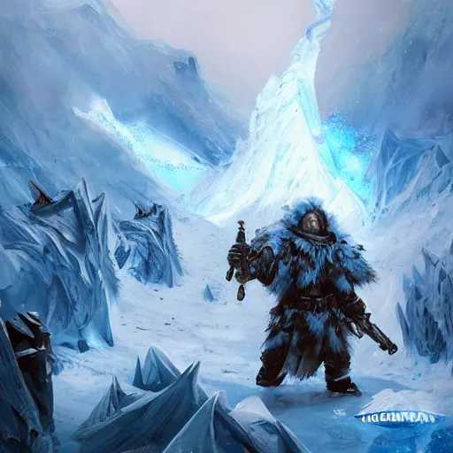 Image similar to blue glacier volcano eruption, blue glacier volcano eruption, blue liquid and snow, snow army war, war armies under the mountain, ice cold blue theme, bright masterpiece artstation. 8 k, sharp high quality artwork in style of jose daniel cabrera pena and greg rutkowski, concept art by tooth wu, blizzard warcraft artwork, hearthstone card game artwork