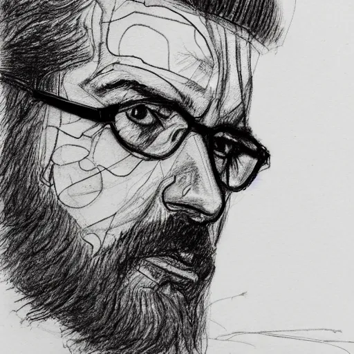 Image similar to a realistic yet scraggly portrait sketch of the side profile of a stern and sophisticated george michael, trending on artstation, intricate details, in the style of frank auerbach, in the style of sergio aragones, in the style of martin ansin, in the style of david aja, in the style of mattias adolfsson