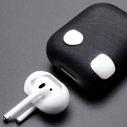 Image similar to black airpods pro case with marshmallow design on the case, studio, product photo