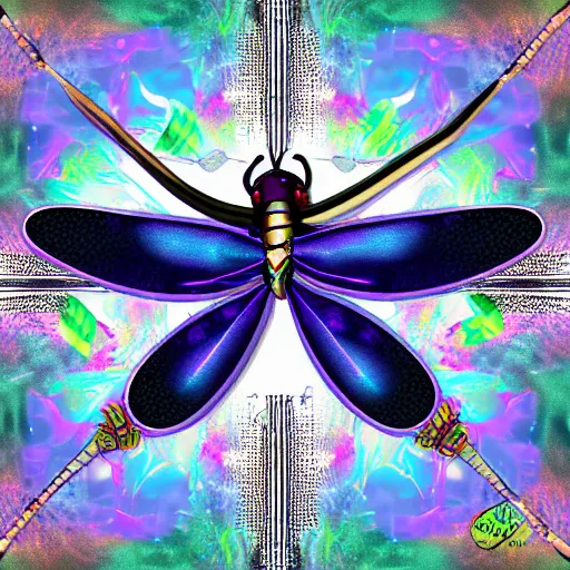 Prompt: synthetic dragonfly digital art