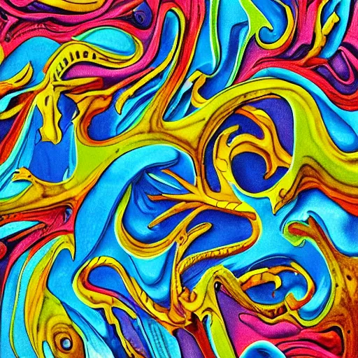 Image similar to madness creature, fluid, smooth, organic, crazy, bright, colours, tumours, high contrast, sharpness, dramatic, very detailed, intricate