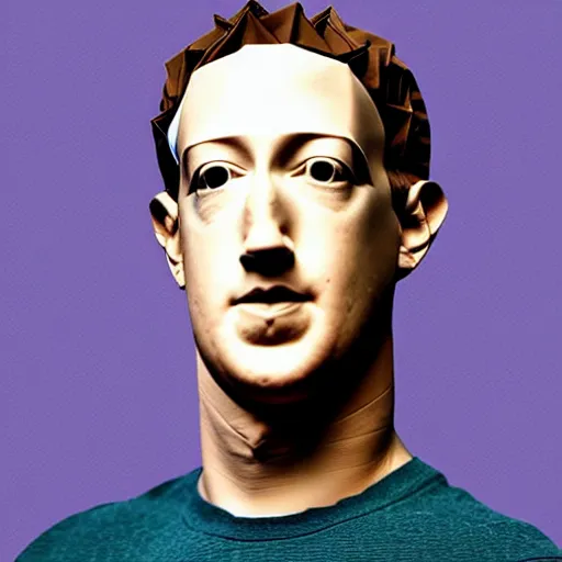 Prompt: Zuckerberg made out of origami, fine art