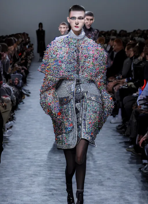 Image similar to hyperrealistic and heavy detailed balenciaga runway show of hellraiser, leica sl 2 5 0 mm, vivid color, high quality, high textured, real life