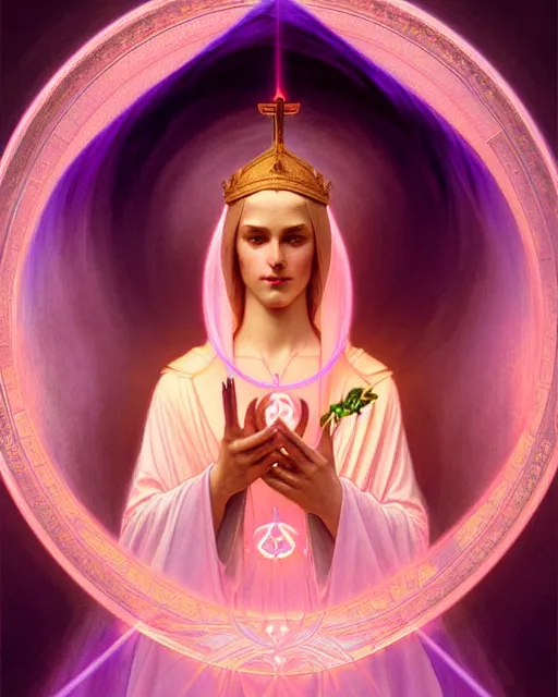 Image similar to symmetry portrait of saint germain holding a violet colored flame, intricate, elegant, highly detailed, digital painting, artstation, concept art, smooth, sharp focus, illustration, art by artgerm and greg rutkowski and fra angelico and alphons mucha