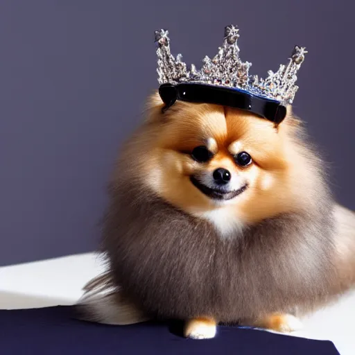 Image similar to photo of a pomeranian wearing a crown