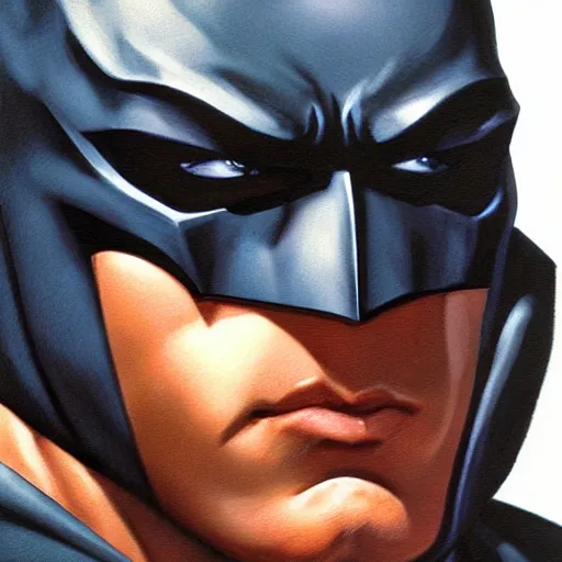 Image similar to ultra - realistic head and shoulders portrait painting of batman. art by boris vallejo. 4 k. ultra - realistic. highly detailed. epic lighting