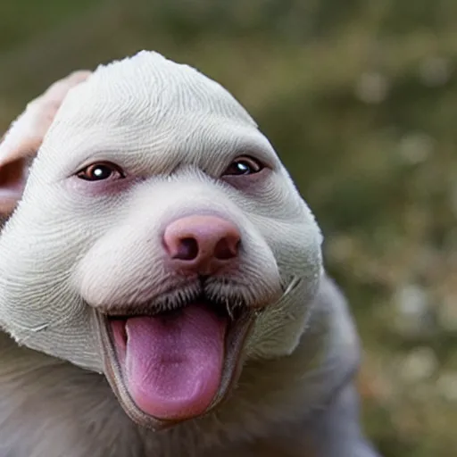 Image similar to gollum - faced samoed dog
