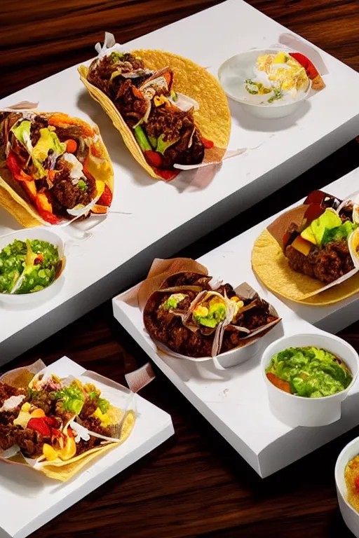 Prompt: Taco Bell served at modernist cuisine michelin restaurant, award winning food photography.