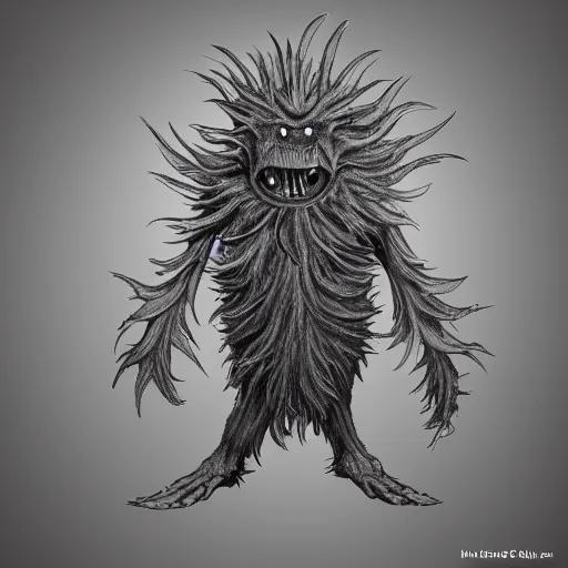 Image similar to A humanoid thistle monster, highly detailed, digital art, sharp focus, trending on art station, fern, anime art style