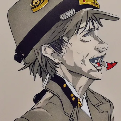 Image similar to beautiful portrait of tommy pickles in a fancy naval uniform, concept art by yoji shinkawa, felt tip pen, intricate detail, sharp focus, illustration