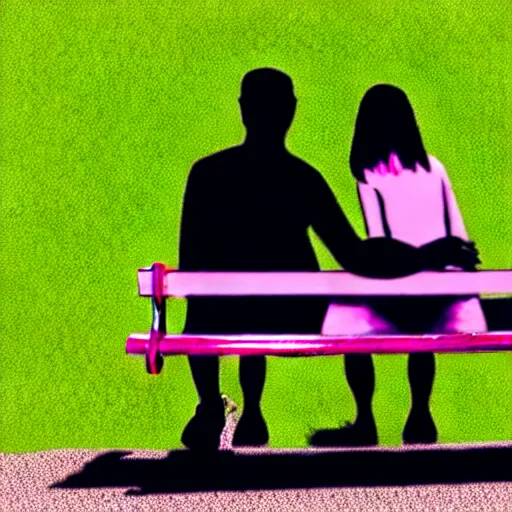 Image similar to a couple sitting on a park bench