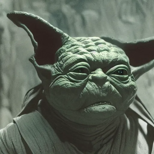 Image similar to film still of fractal yoda by giger in the new star wars movie 4 k