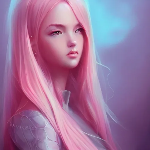 Image similar to teen girl, pink hair, gorgeous, amazing, elegant, intricate, highly detailed, digital painting, artstation, concept art, sharp focus, illustration, art by ross tran