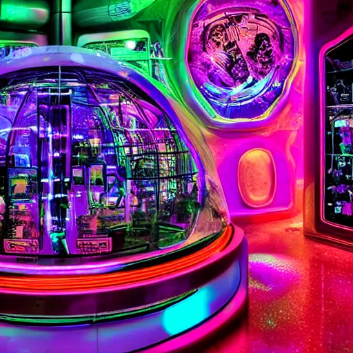 Image similar to alien shop, futuristic, holographic, 8k, sharp focus,