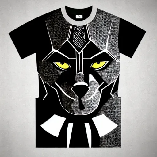 Prompt: a t shirt design of portrait shot of a retro vintage black panther character from marvel vector svg