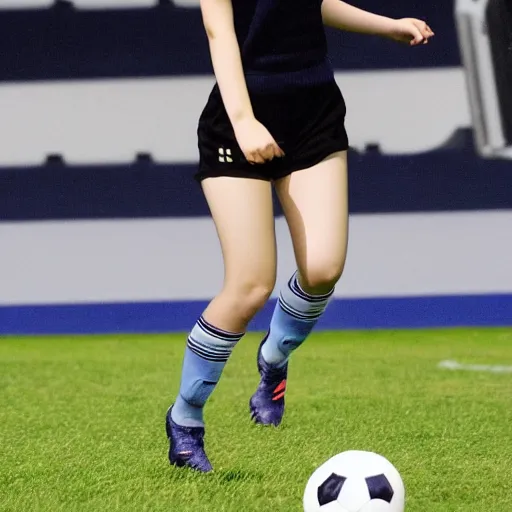 Prompt: Kpop idol Wendy Shon playing soccer for the Tottenham Hotspurs