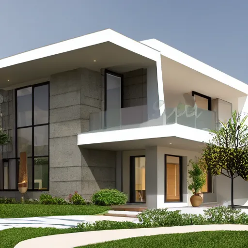 Image similar to render of a beautiful modern home designed for cozy aesthetics!, energy efficiency and maximizing plants and greenery, cg render, sunny sky light, high resolution, professional