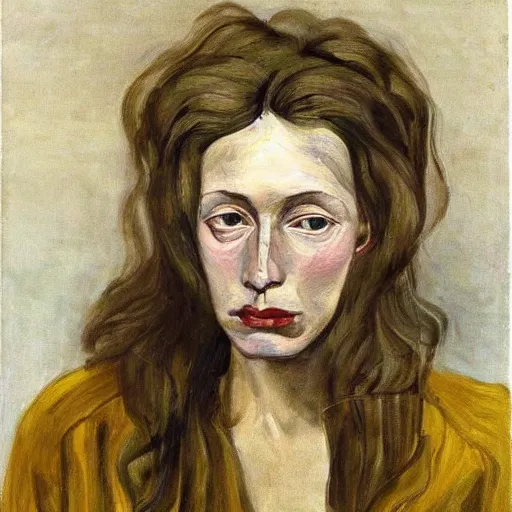 Prompt: of a beautiful women painted by lucien freud