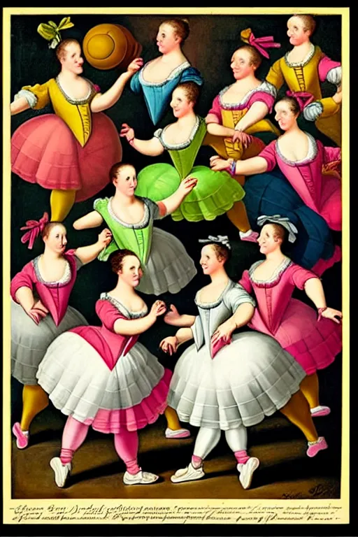 Image similar to 1700s zumba fitness art poster