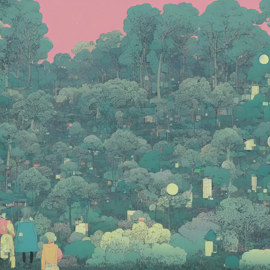 Image similar to a landscape by inio asano, beeple and james jean, chiho aoshima color scheme