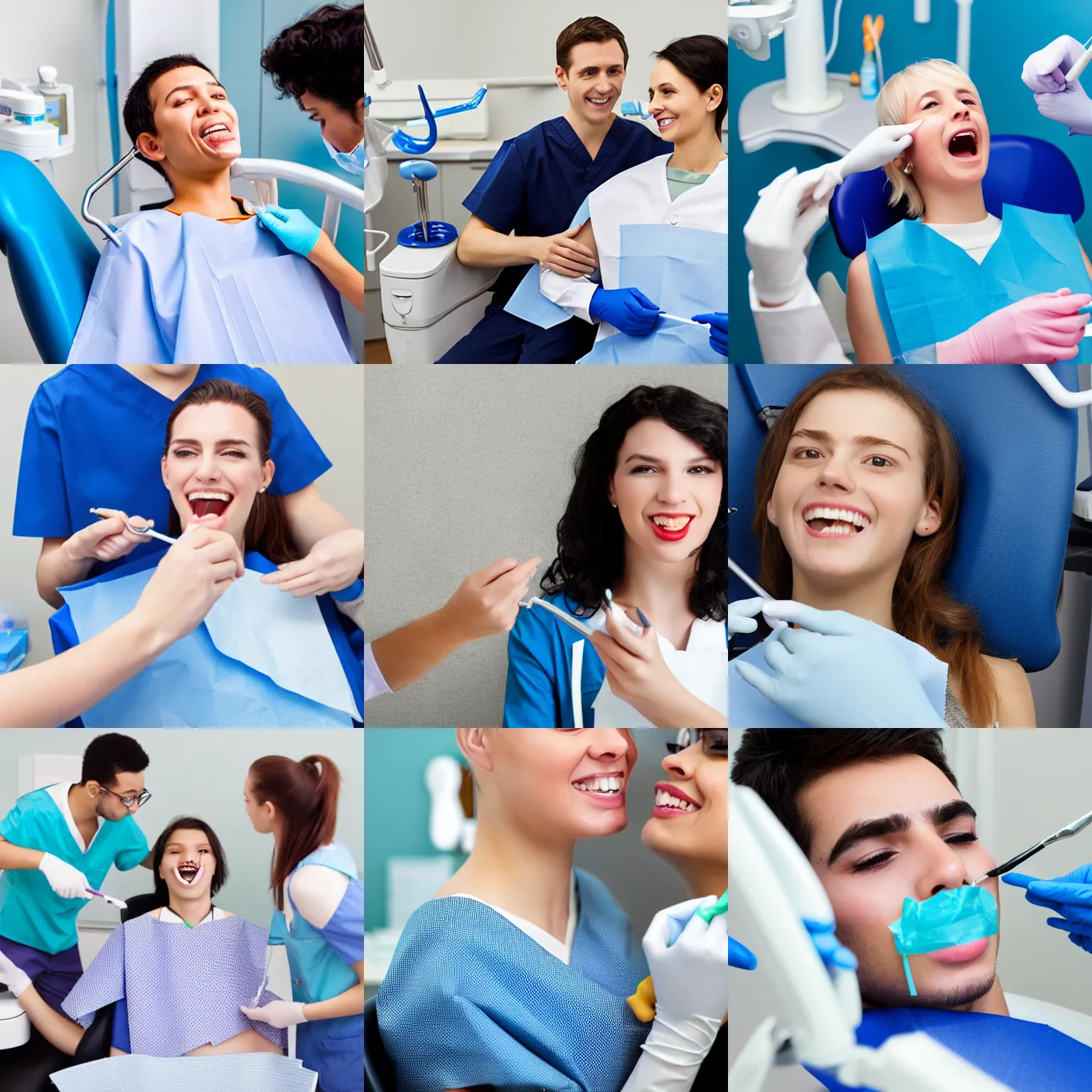 Prompt: a gender going to the dentist