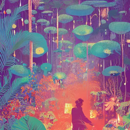 Image similar to disco diffusion painting of the jungle by victo ngai and malika favre, makoto shinkai, masterpiece, contest award winner