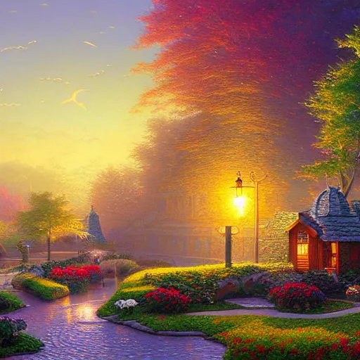 Prompt: landscape vision, intricate detail, by evgeny lushpin, thomas kinkade, igor zenin, gilbert williams, bruce pennington, paul lehr, martin johnson heade, andreas franke