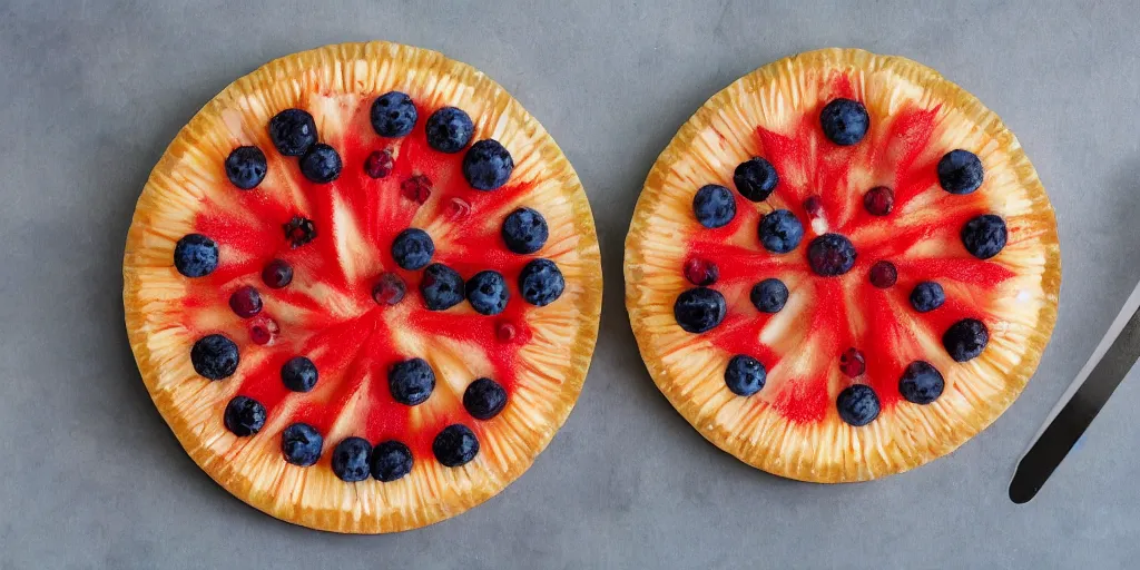 Image similar to needle sticking out of fruit tartalette