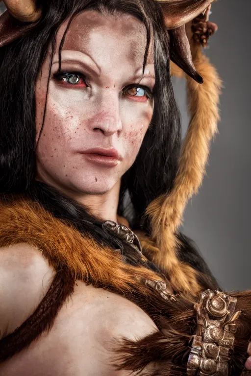 Image similar to a female DND satyr, high resolution film still, 8k, HDR colors, cosplay, studio lighting